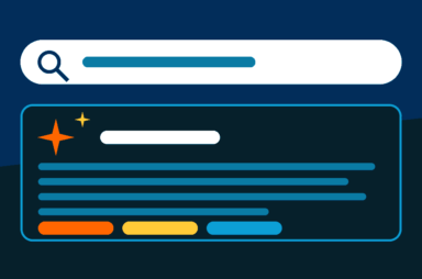 Google search bar with an AI Overviews summary card and source links, illustrating how to optimize a website for AI Overviews