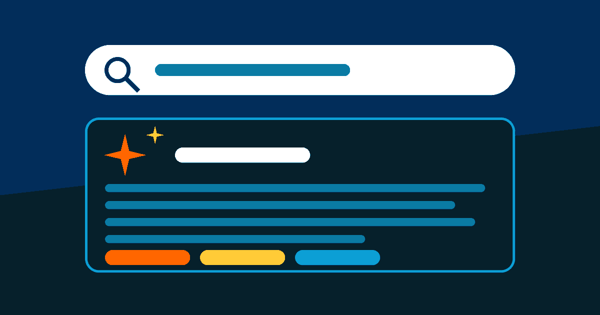 Google search bar with an AI Overviews summary card and source links, illustrating how to optimize a website for AI Overviews